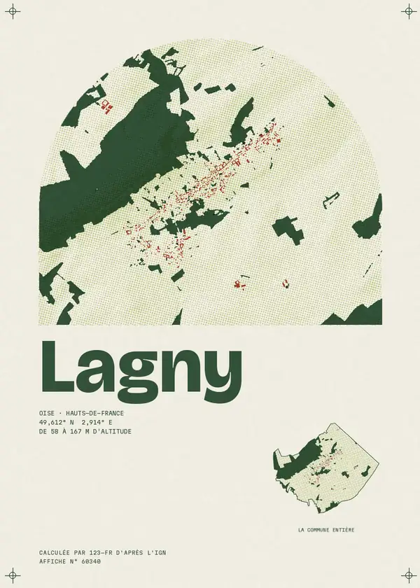 Affiche de Lagny, calculée par 123-fr d'après l'IGN