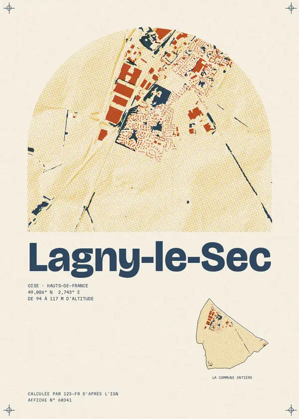 Affiche de Lagny-le-Sec, calculée par 123-fr d'après l'IGN
