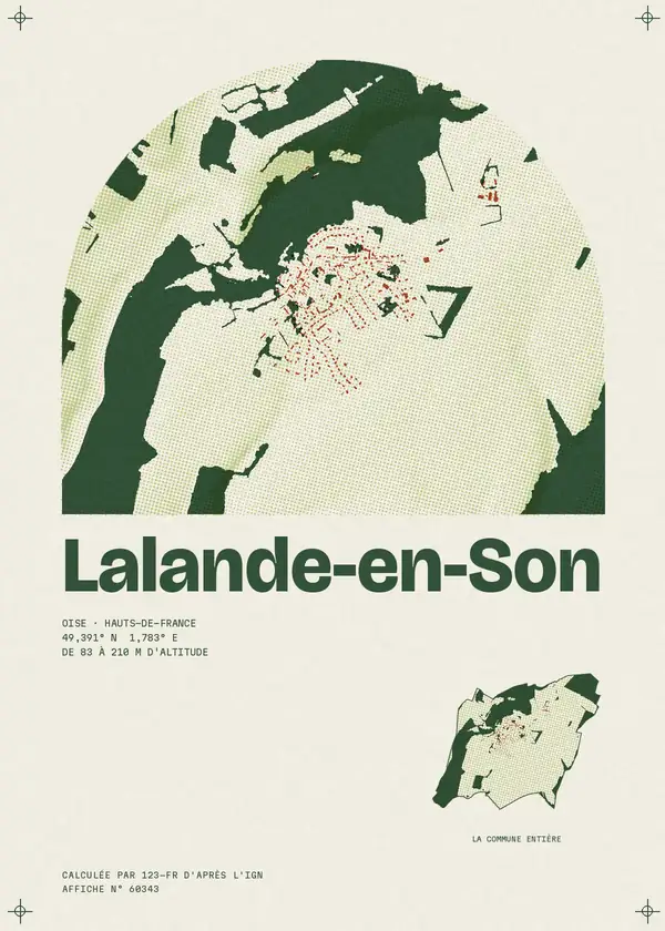 Affiche de Lalande-en-Son, calculée par 123-fr d'après l'IGN