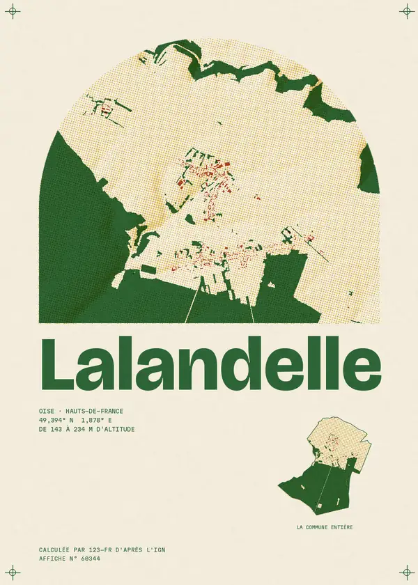 Affiche de Lalandelle, calculée par 123-fr d'après l'IGN