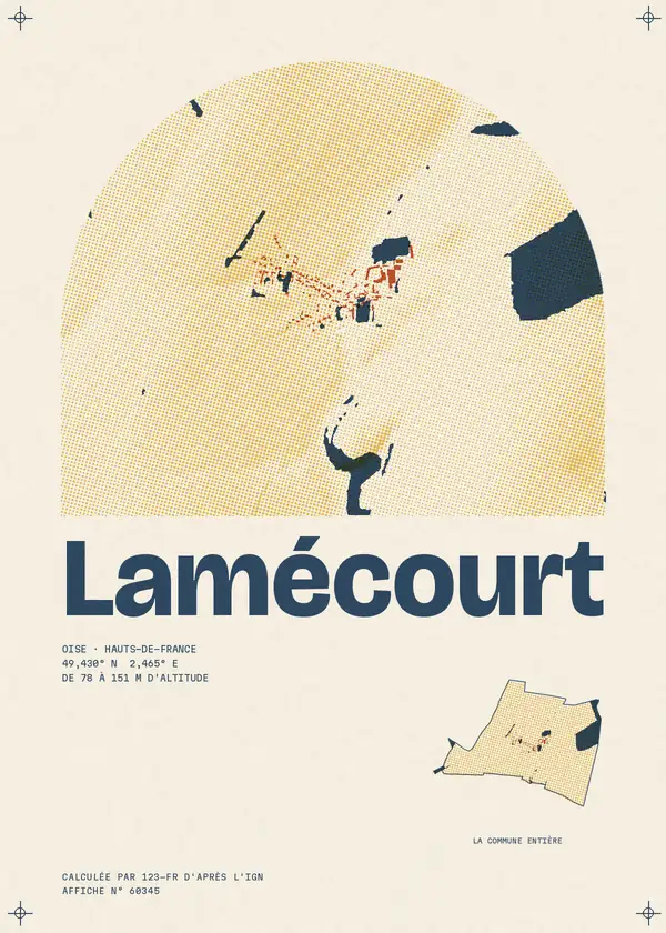 Affiche de Lamécourt, calculée par 123-fr d'après l'IGN