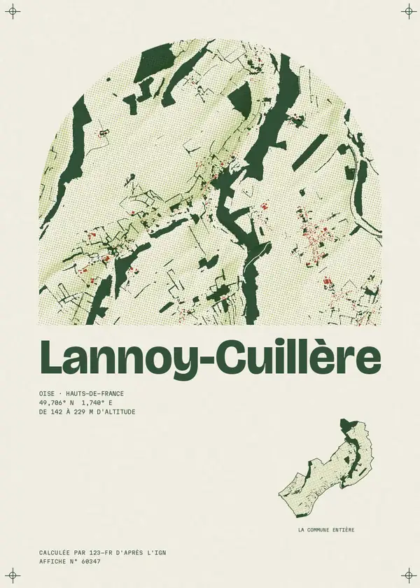 Affiche de Lannoy-Cuillère, calculée par 123-fr d'après l'IGN