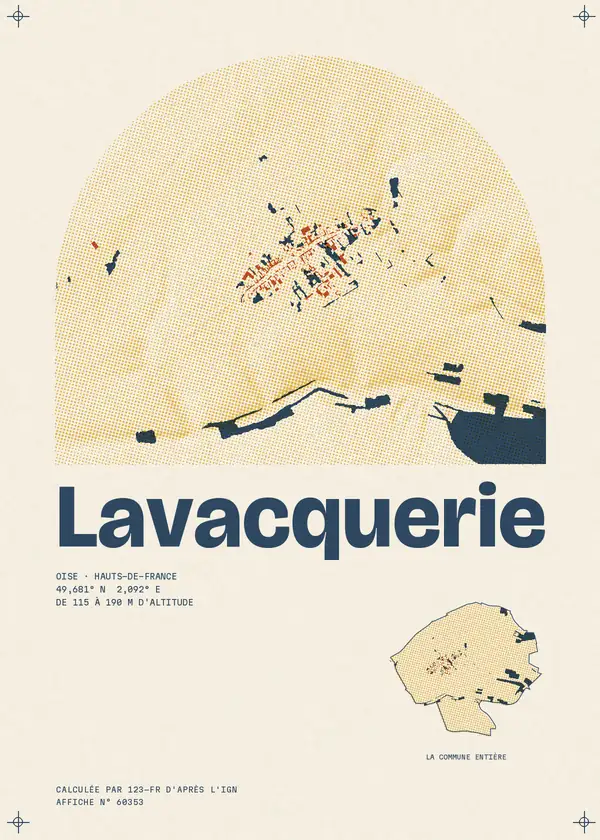 Affiche de Lavacquerie, calculée par 123-fr d'après l'IGN