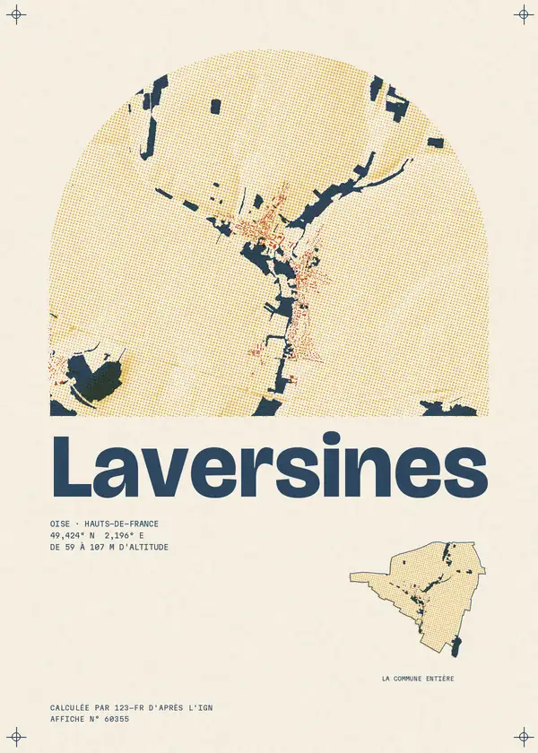 Affiche de Laversines, calculée par 123-fr d'après l'IGN
