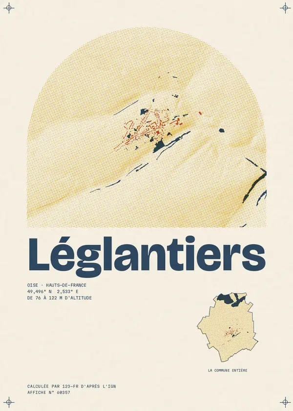 Affiche de Léglantiers, calculée par 123-fr d'après l'IGN