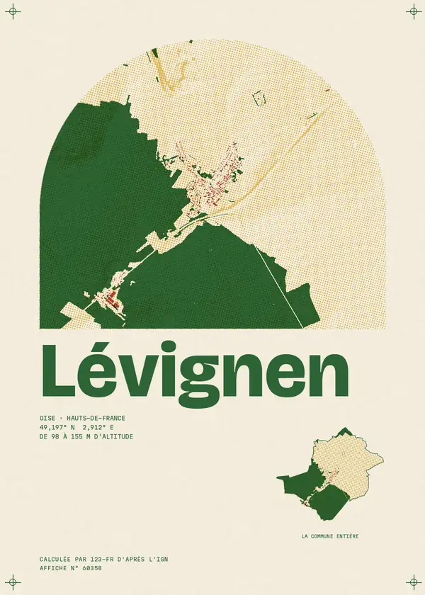 Affiche de Lévignen, calculée par 123-fr d'après l'IGN