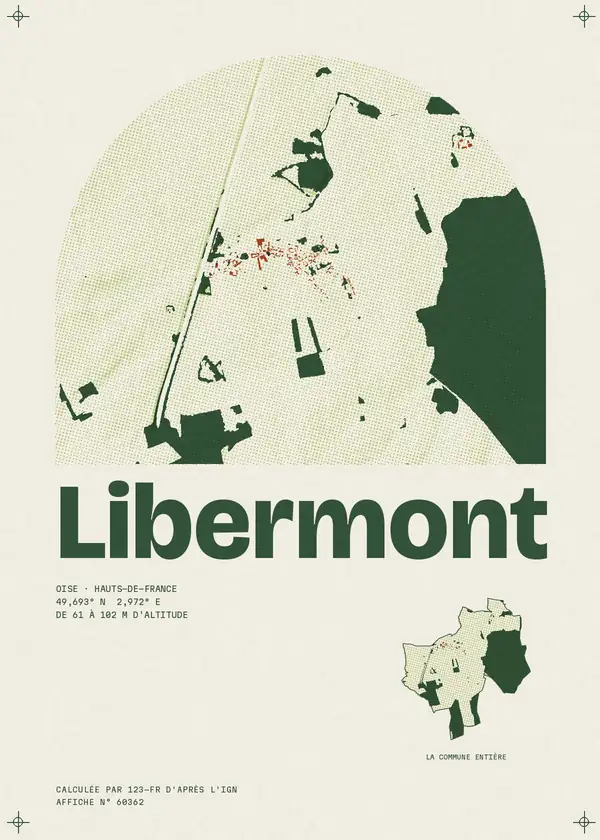 Affiche de Libermont, calculée par 123-fr d'après l'IGN