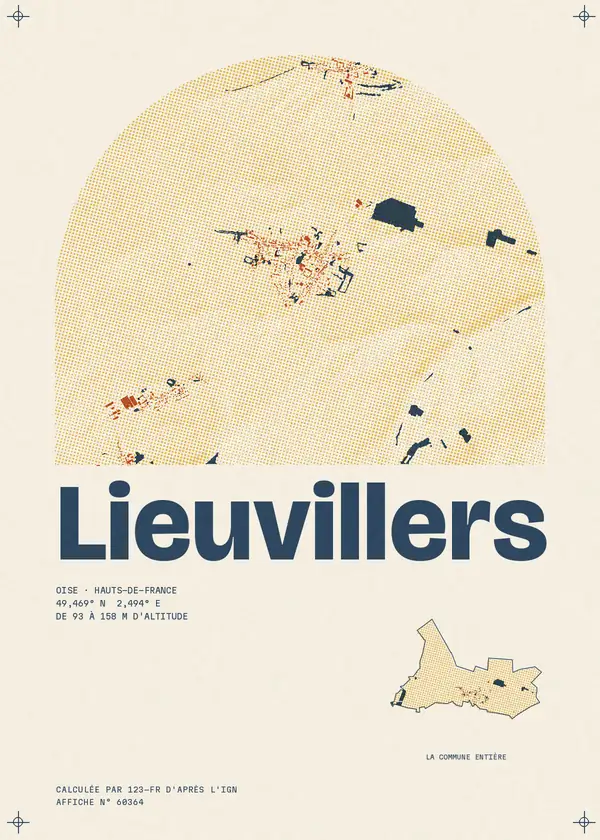Affiche de Lieuvillers, calculée par 123-fr d'après l'IGN