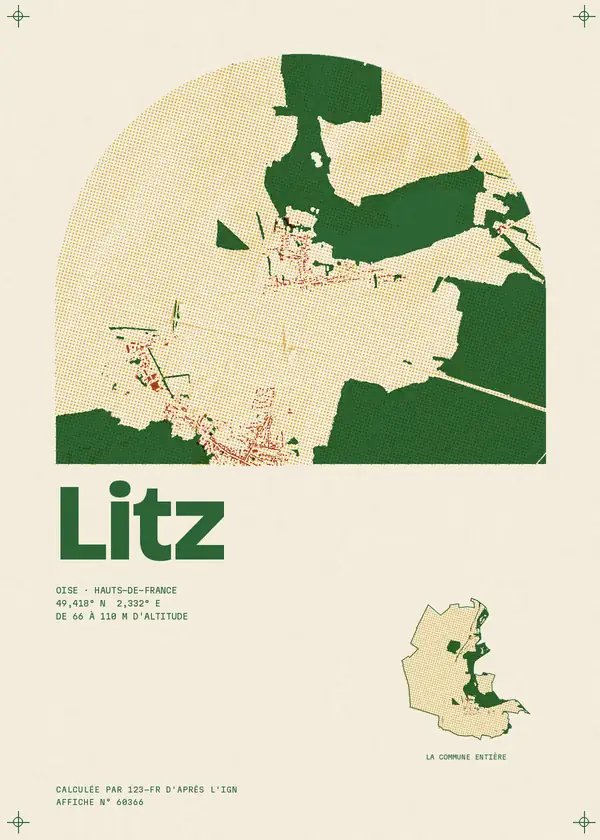 Affiche de Litz, calculée par 123-fr d'après l'IGN