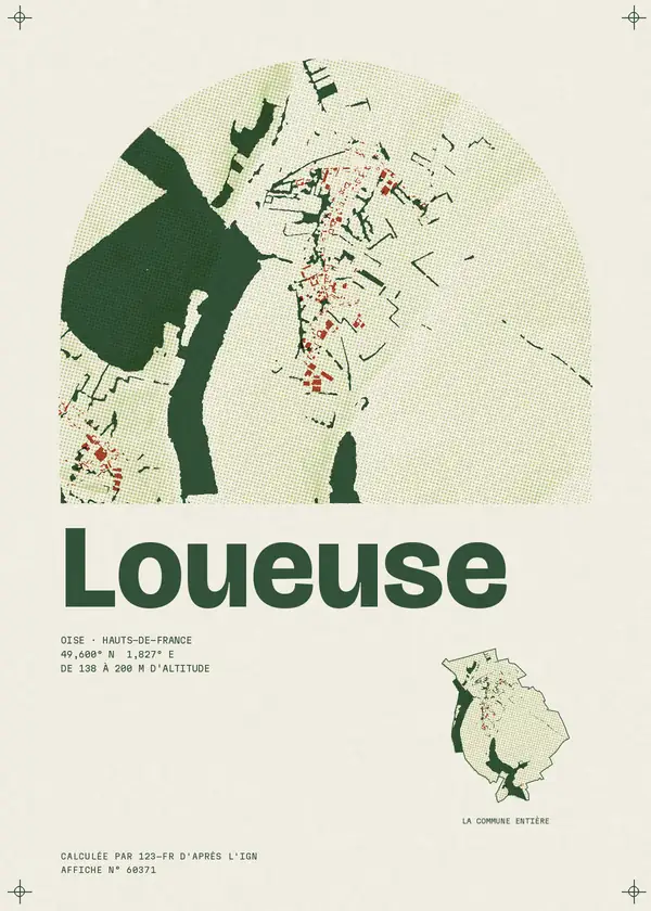 Affiche de Loueuse, calculée par 123-fr d'après l'IGN