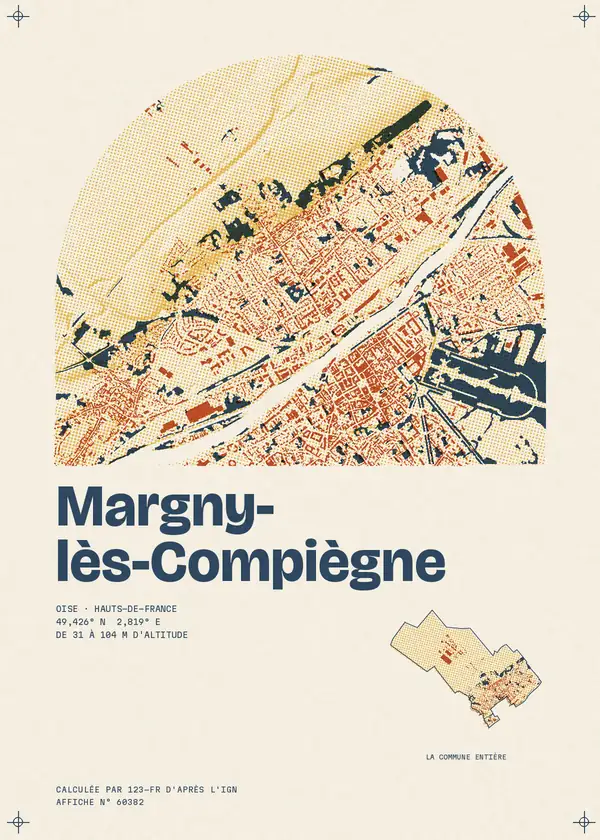 Affiche de Margny-lès-Compiègne, calculée par 123-fr d'après l'IGN