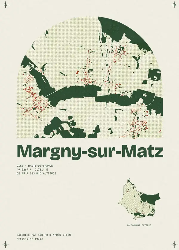 Affiche de Margny-sur-Matz, calculée par 123-fr d'après l'IGN