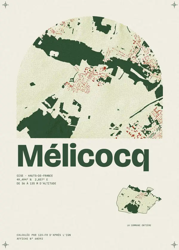 Affiche de Mélicocq, calculée par 123-fr d'après l'IGN