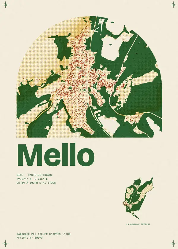 Affiche de Mello, calculée par 123-fr d'après l'IGN