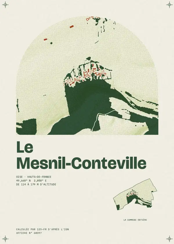 Affiche de Le Mesnil-Conteville, calculée par 123-fr d'après l'IGN