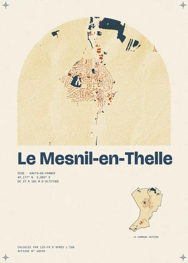 Affiche de Le Mesnil-en-Thelle, calculée par 123-fr d'après l'IGN