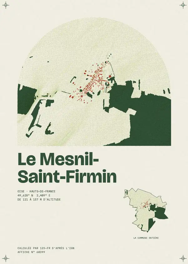 Affiche de Le Mesnil-Saint-Firmin, calculée par 123-fr d'après l'IGN