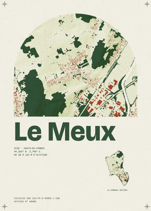 Affiche de Le Meux, calculée par 123-fr d'après l'IGN