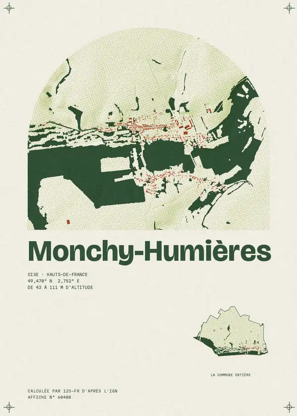 Affiche de Monchy-Humières, calculée par 123-fr d'après l'IGN