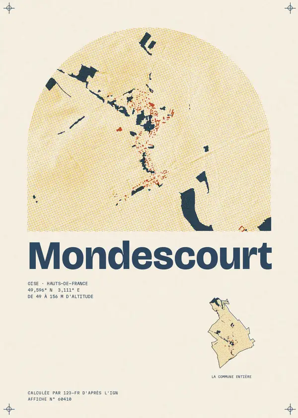 Affiche de Mondescourt, calculée par 123-fr d'après l'IGN