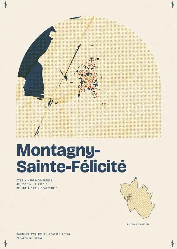 Affiche de Montagny-Sainte-Félicité, calculée par 123-fr d'après l'IGN