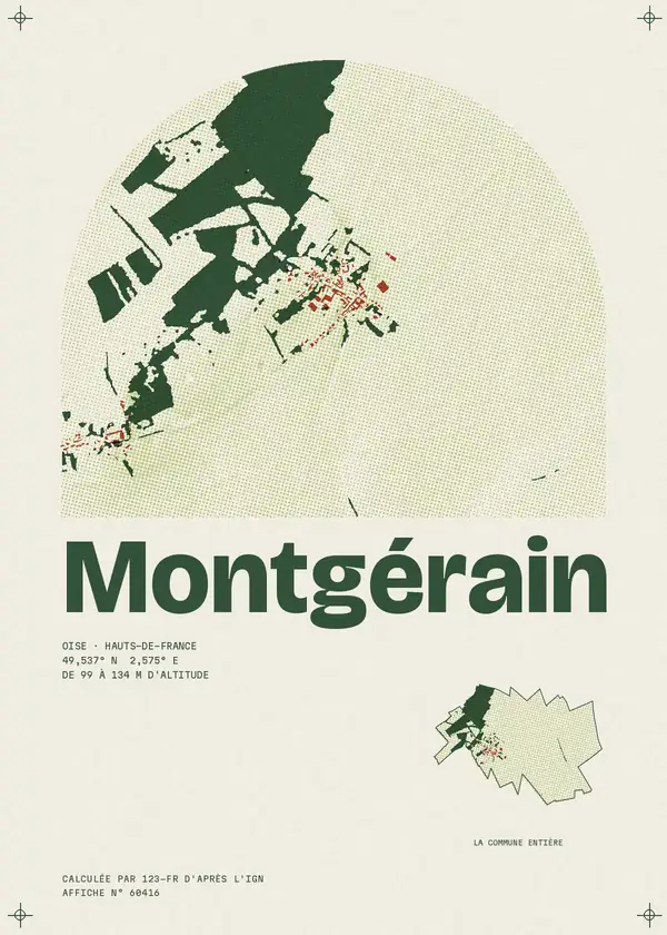 Affiche de Montgérain, calculée par 123-fr d'après l'IGN