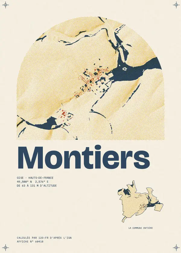 Affiche de Montiers, calculée par 123-fr d'après l'IGN