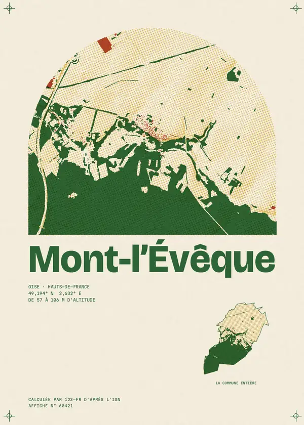 Affiche de Mont-l'Évêque, calculée par 123-fr d'après l'IGN