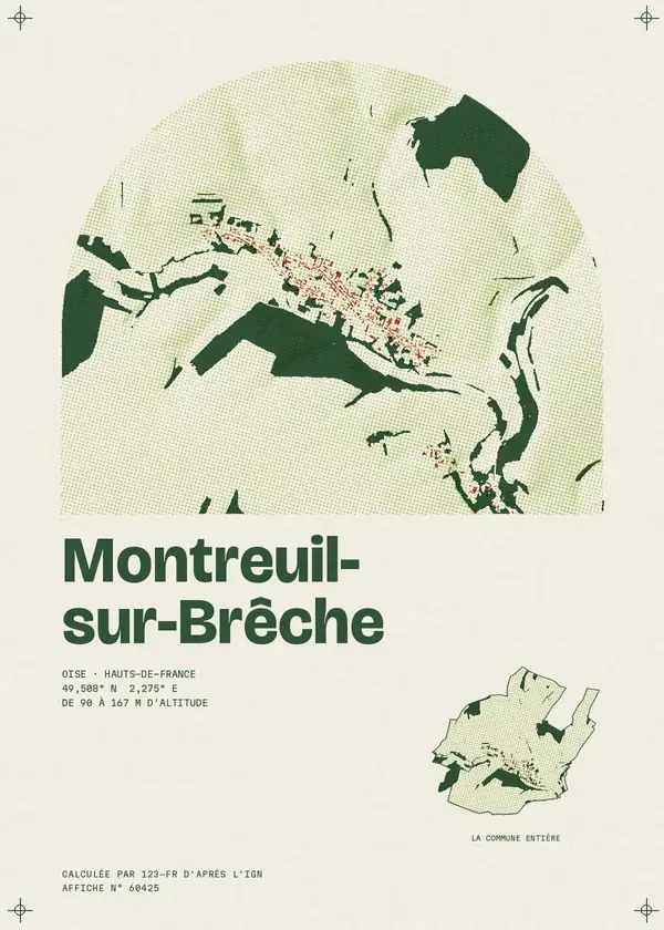 Affiche de Montreuil-sur-Brêche, calculée par 123-fr d'après l'IGN
