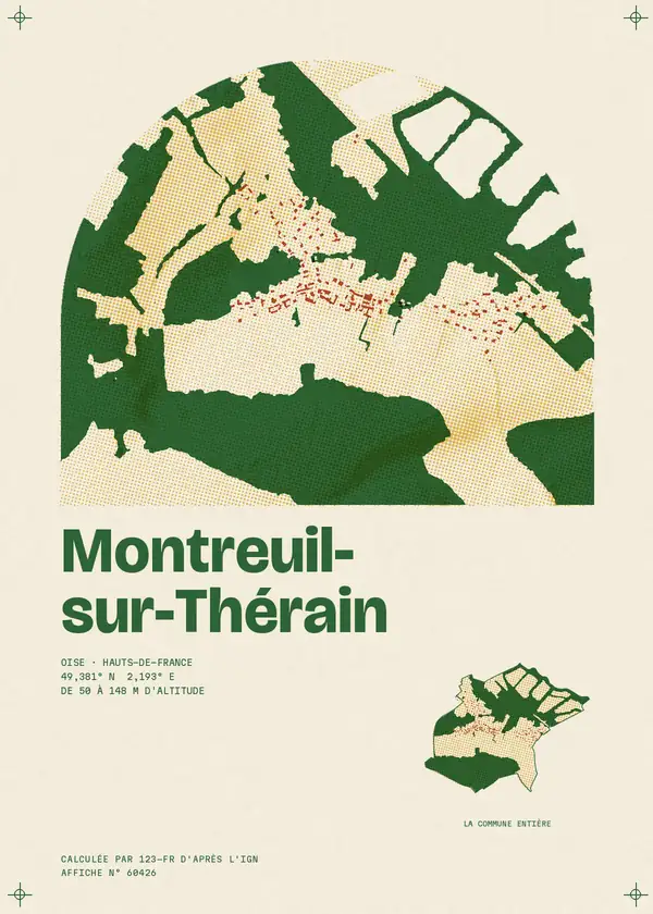 Affiche de Montreuil-sur-Thérain, calculée par 123-fr d'après l'IGN
