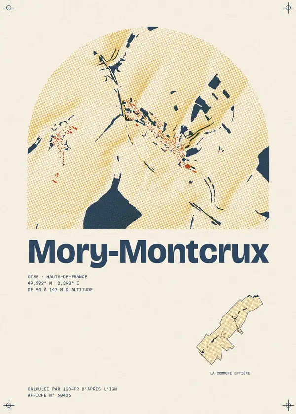 Affiche de Mory-Montcrux, calculée par 123-fr d'après l'IGN