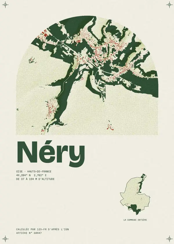 Affiche de Néry, calculée par 123-fr d'après l'IGN