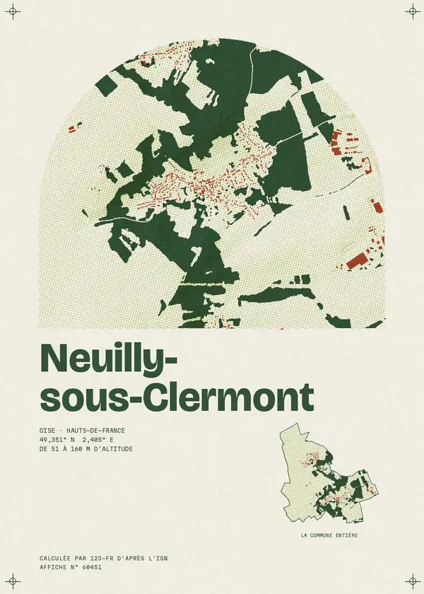 Affiche de Neuilly-sous-Clermont, calculée par 123-fr d'après l'IGN
