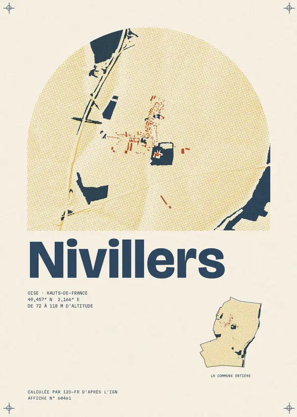Affiche de Nivillers, calculée par 123-fr d'après l'IGN