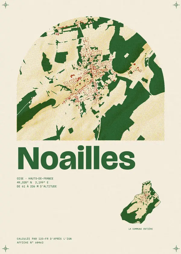 Affiche de Noailles, calculée par 123-fr d'après l'IGN