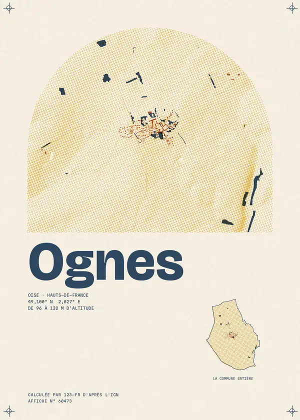 Affiche de Ognes, calculée par 123-fr d'après l'IGN