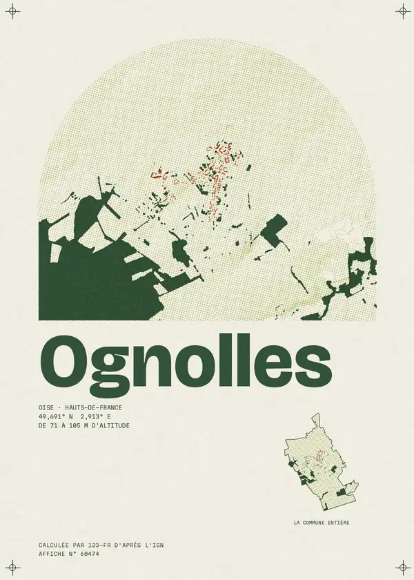 Affiche de Ognolles, calculée par 123-fr d'après l'IGN