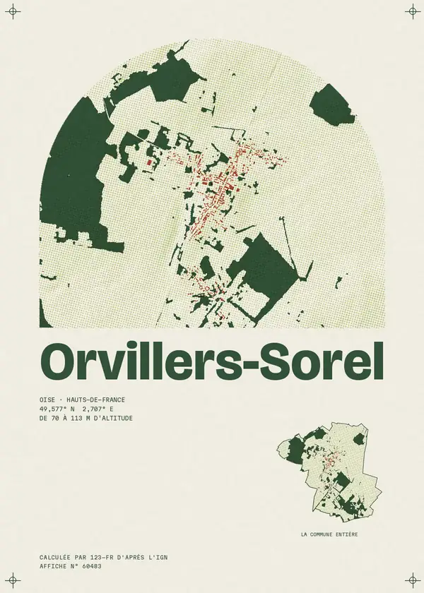 Affiche de Orvillers-Sorel, calculée par 123-fr d'après l'IGN