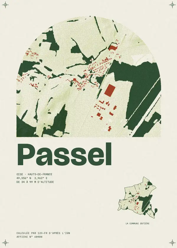 Affiche de Passel, calculée par 123-fr d'après l'IGN