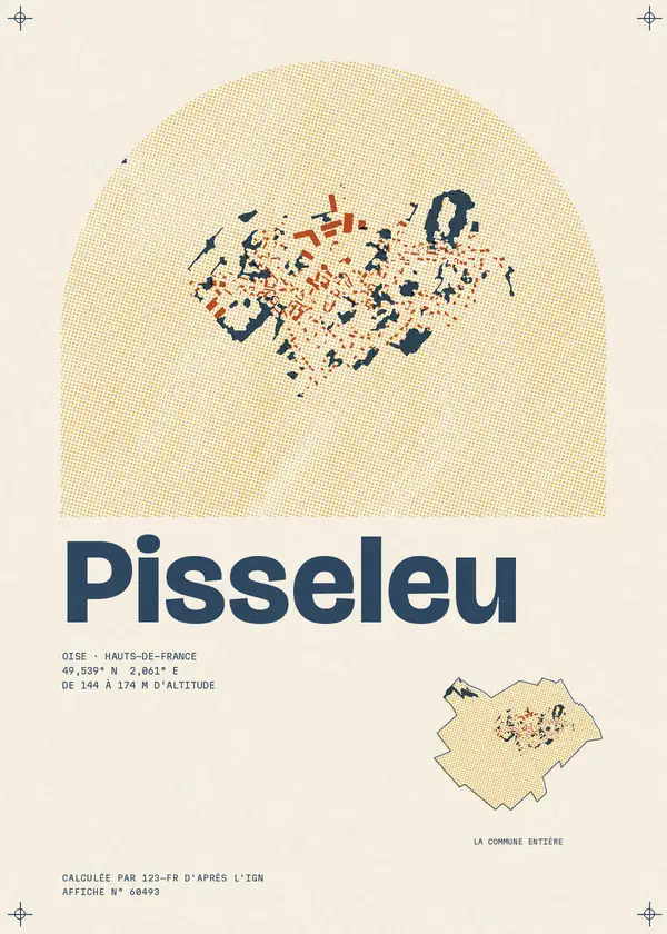 Affiche de Pisseleu, calculée par 123-fr d'après l'IGN