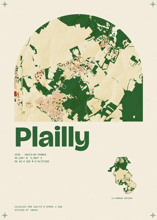 Affiche de Plailly, calculée par 123-fr d'après l'IGN