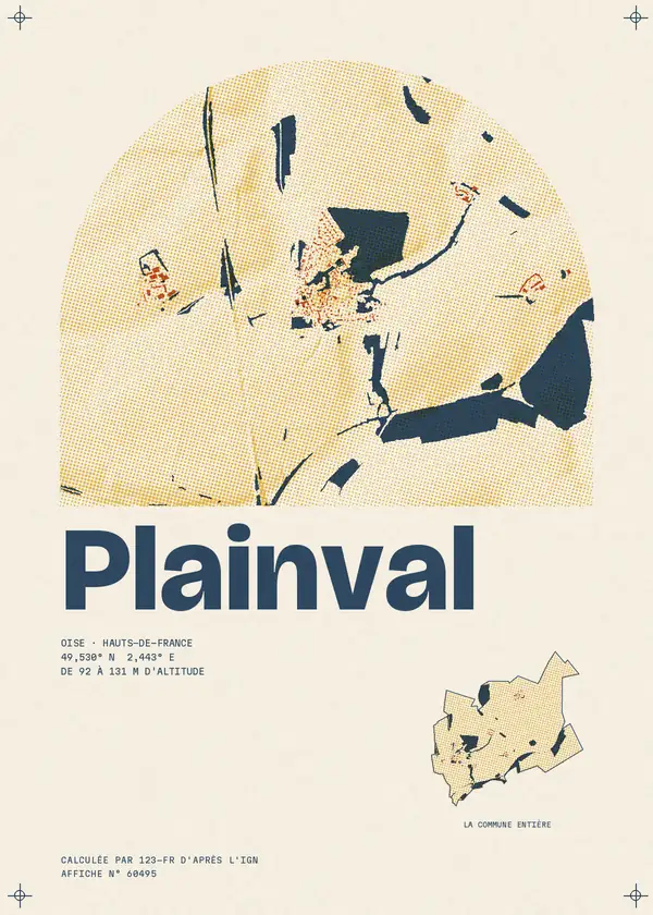 Affiche de Plainval, calculée par 123-fr d'après l'IGN