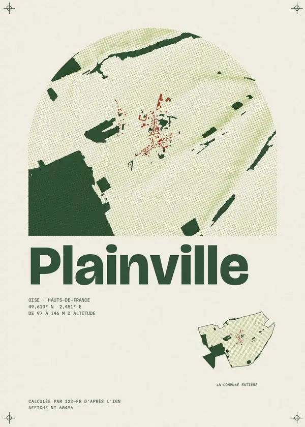 Affiche de Plainville, calculée par 123-fr d'après l'IGN