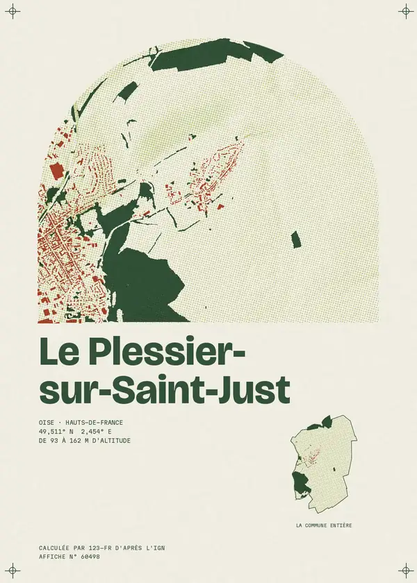 Affiche de Le Plessier-sur-Saint-Just, calculée par 123-fr d'après l'IGN