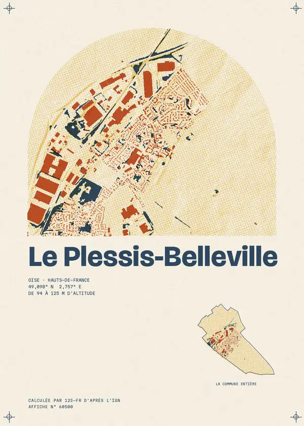 Affiche de Le Plessis-Belleville, calculée par 123-fr d'après l'IGN