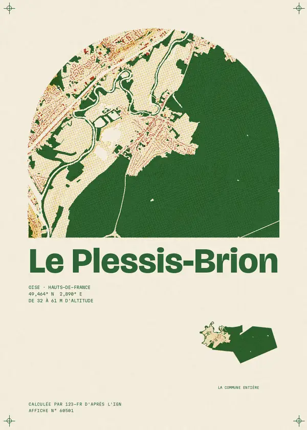Affiche de Le Plessis-Brion, calculée par 123-fr d'après l'IGN
