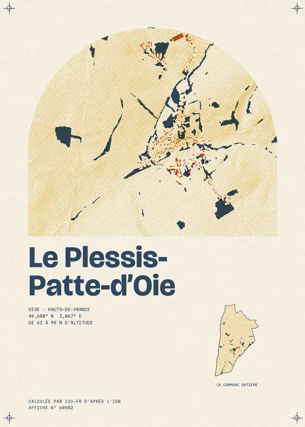 Affiche de Le Plessis-Patte-d'Oie, calculée par 123-fr d'après l'IGN