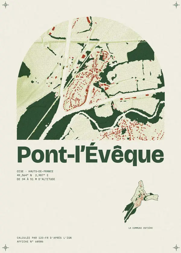 Affiche de Pont-l'Évêque, calculée par 123-fr d'après l'IGN