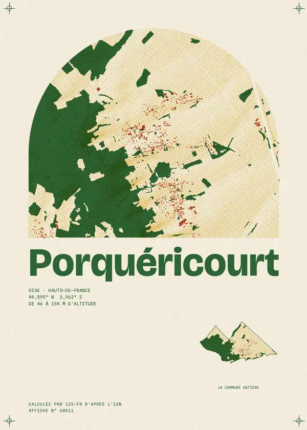 Affiche de Porquéricourt, calculée par 123-fr d'après l'IGN