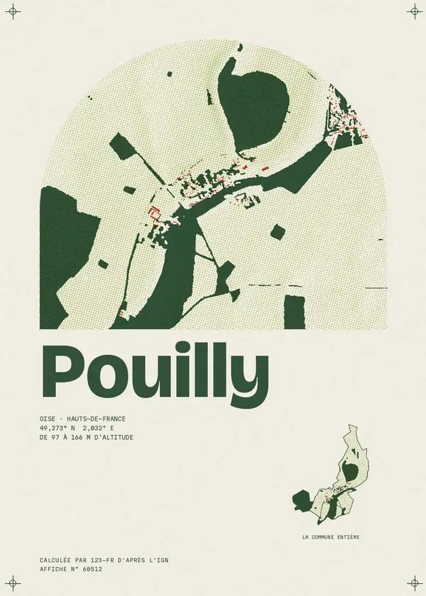 Affiche de Pouilly, calculée par 123-fr d'après l'IGN